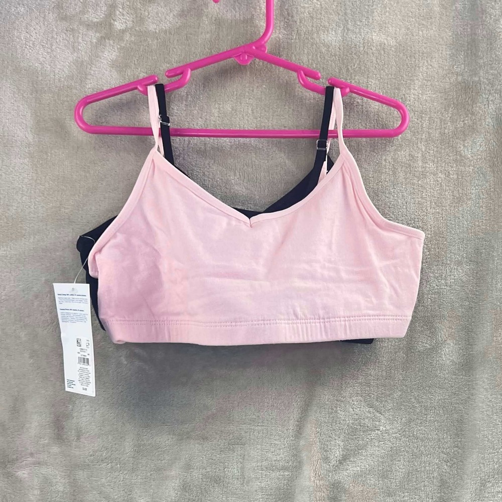 Old Navy Girls 2-Pack Cami Bras Black Pink XL 14-16 Adjustable Straps NWT